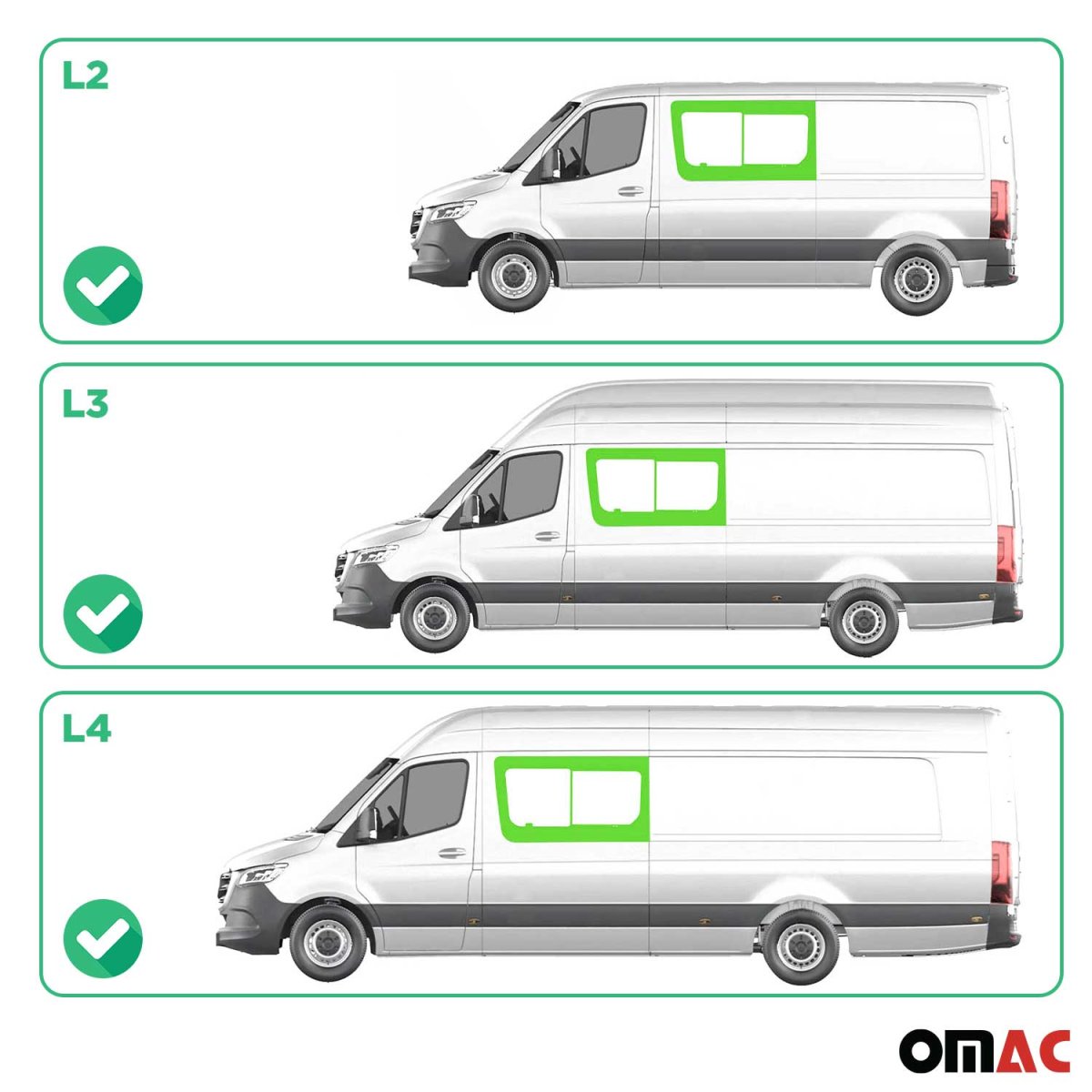 Mercedes Sprinter Front Side Sliding Window Glass - Left - Omac - Galaxy - '18-'23